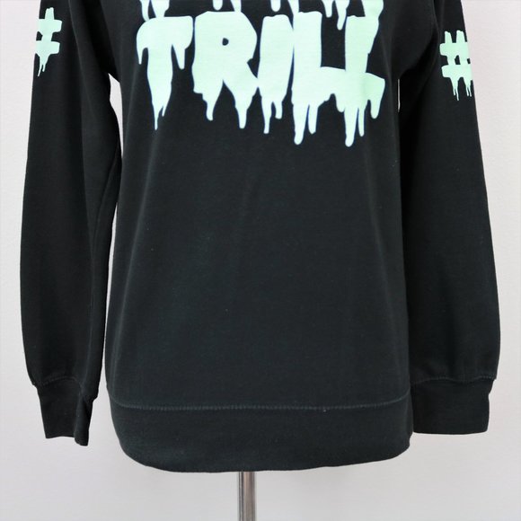 Been Trill Mall Ratz Black and Aqua Drip Logo Sweatshirt Women’s Size S - Picture 3 of 12